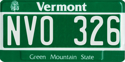 VT license plate NVO326