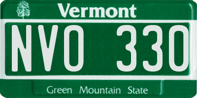 VT license plate NVO330