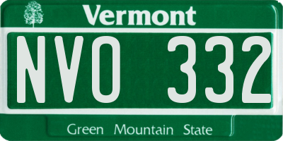 VT license plate NVO332