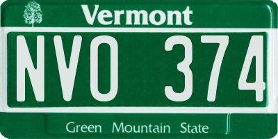 VT license plate NVO374