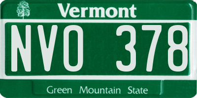VT license plate NVO378