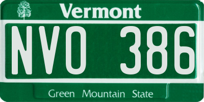 VT license plate NVO386