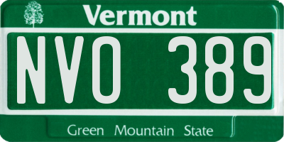 VT license plate NVO389