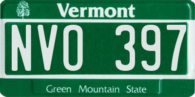 VT license plate NVO397
