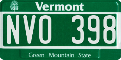 VT license plate NVO398