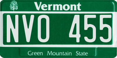 VT license plate NVO455