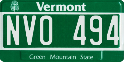 VT license plate NVO494