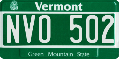 VT license plate NVO502