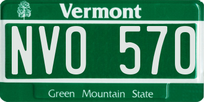VT license plate NVO570