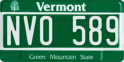 VT license plate NVO589