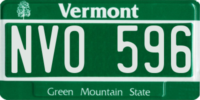 VT license plate NVO596