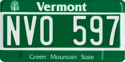 VT license plate NVO597