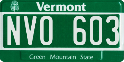 VT license plate NVO603