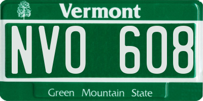 VT license plate NVO608