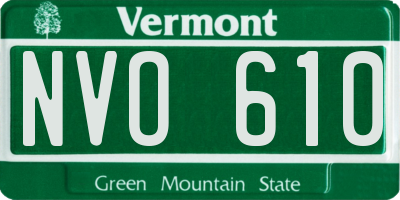 VT license plate NVO610
