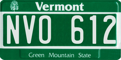 VT license plate NVO612