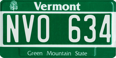 VT license plate NVO634