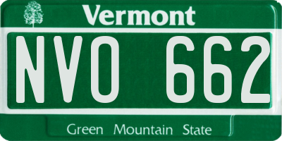 VT license plate NVO662