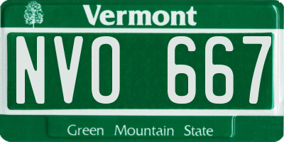 VT license plate NVO667