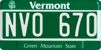 VT license plate NVO670
