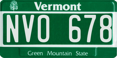 VT license plate NVO678