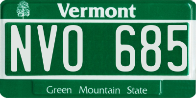 VT license plate NVO685