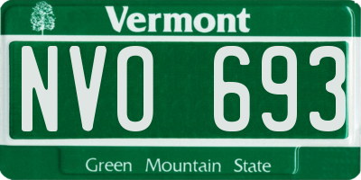 VT license plate NVO693