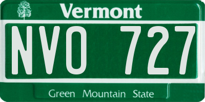VT license plate NVO727