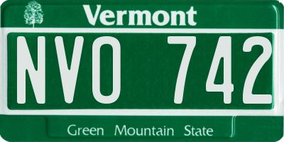VT license plate NVO742