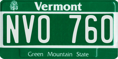 VT license plate NVO760
