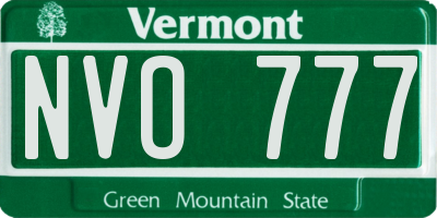 VT license plate NVO777