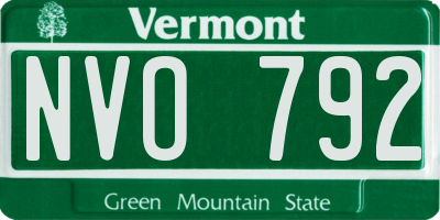 VT license plate NVO792