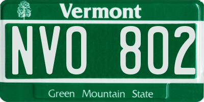 VT license plate NVO802