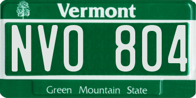 VT license plate NVO804