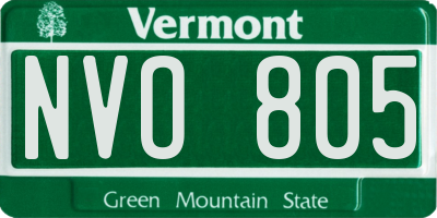 VT license plate NVO805
