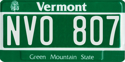 VT license plate NVO807