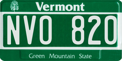 VT license plate NVO820
