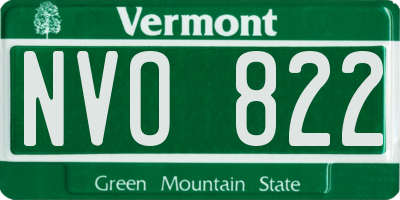 VT license plate NVO822