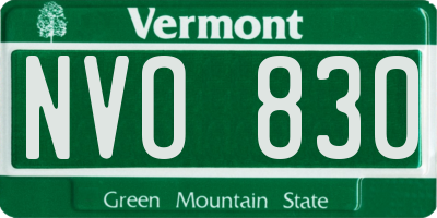 VT license plate NVO830