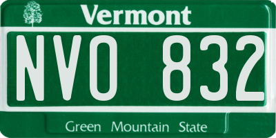 VT license plate NVO832