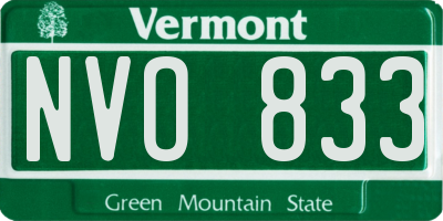VT license plate NVO833