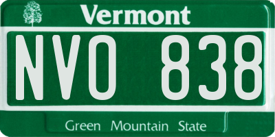 VT license plate NVO838