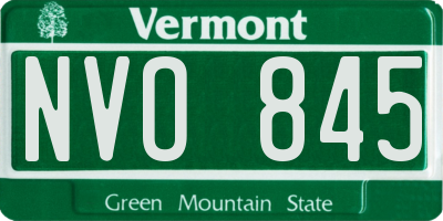 VT license plate NVO845