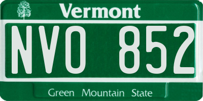 VT license plate NVO852