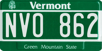 VT license plate NVO862