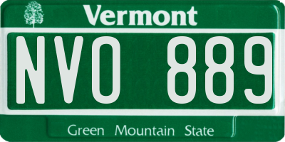 VT license plate NVO889