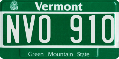 VT license plate NVO910