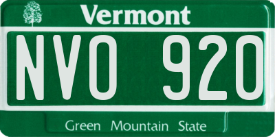 VT license plate NVO920