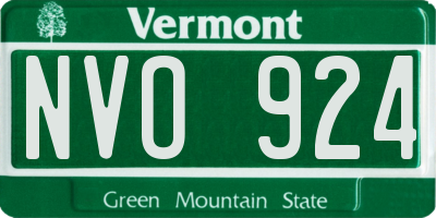 VT license plate NVO924