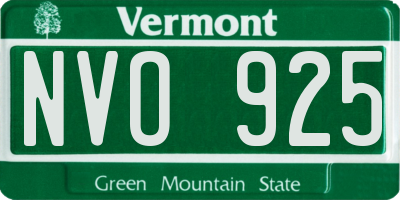 VT license plate NVO925